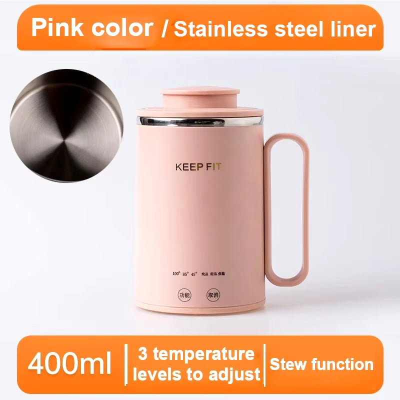 Portable Mini Stew Cup Electric Kettle Hot Water Thermal Heating Boiler Pot Travel Milk Heater Teapot Soup Porridge Slow Cooker