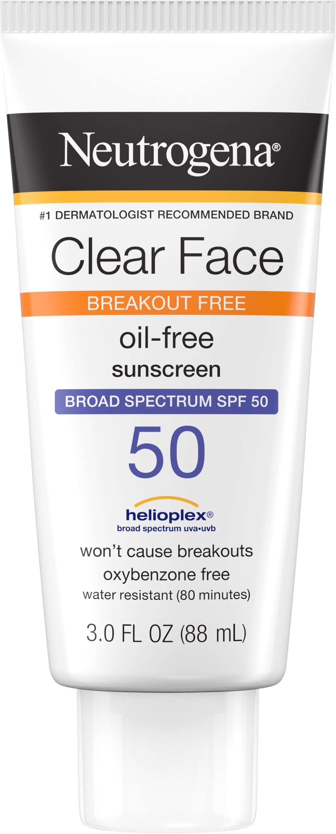 Clear Face Liquid Lotion Sunscreen for Acne-Prone Skin, Broad Spectrum SPF 50 UVA/UVB, 3 Fl. Oz 1 Ea (Pack of 3)