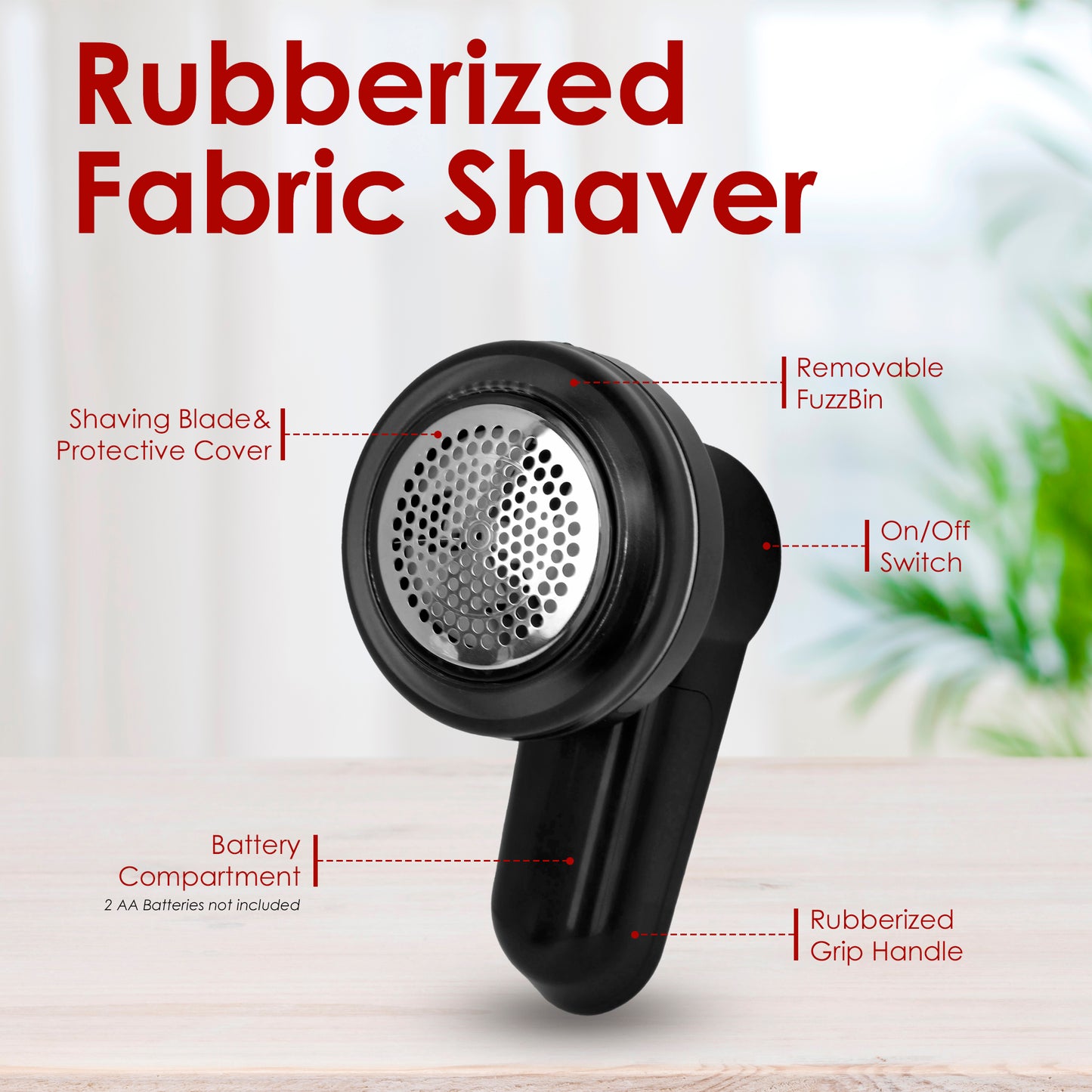 Rubberized Fabric Shaver, 6", Black