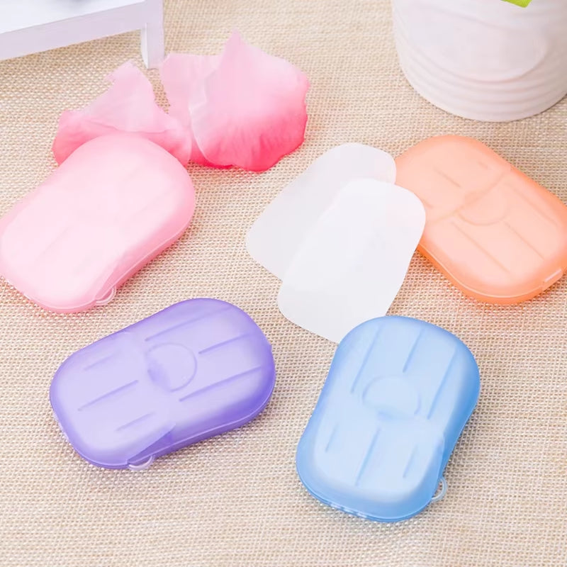 20 40 60Pcs /Box Travel Hand-Washing Soap Paper Multifunctional Aroma Sliced Cleaning Paper Disposable Boxed Mini Soap